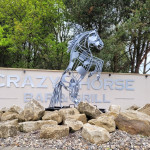 Horse sculpture outside the crazy horse bar grill
