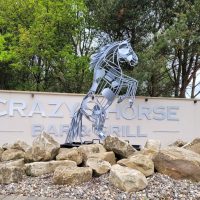 Horse sculpture outside the crazy horse bar grill