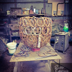 Body of acorn sculpture in the Rusty Creations workshop